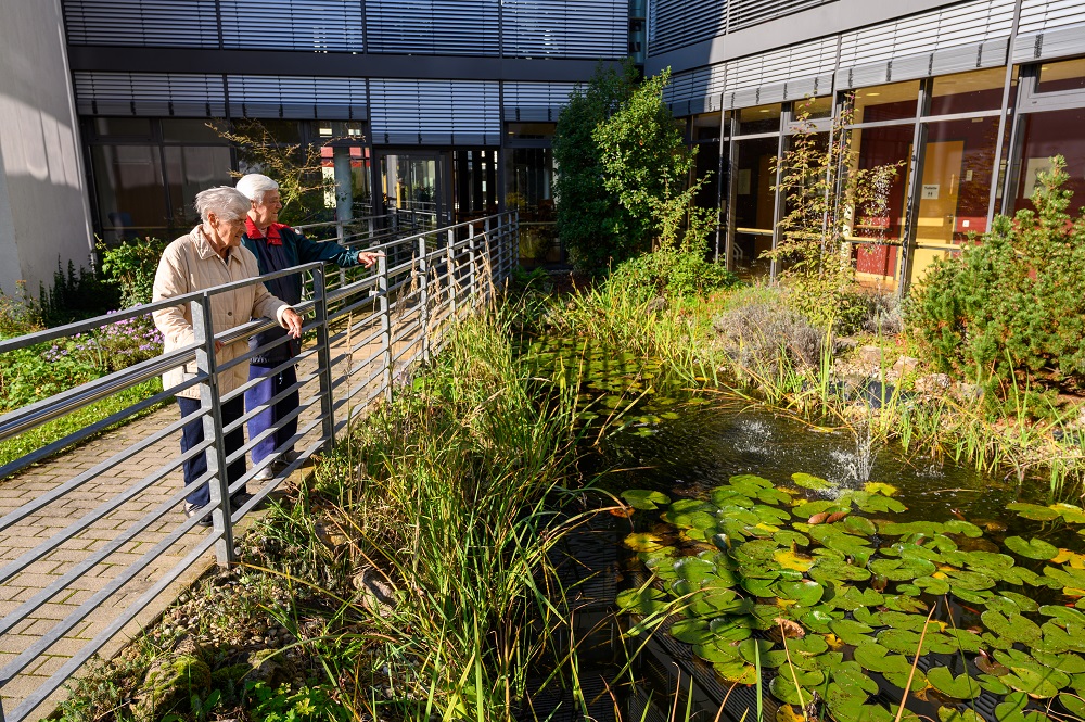 Zwei Bewohnerinnen am Teich
